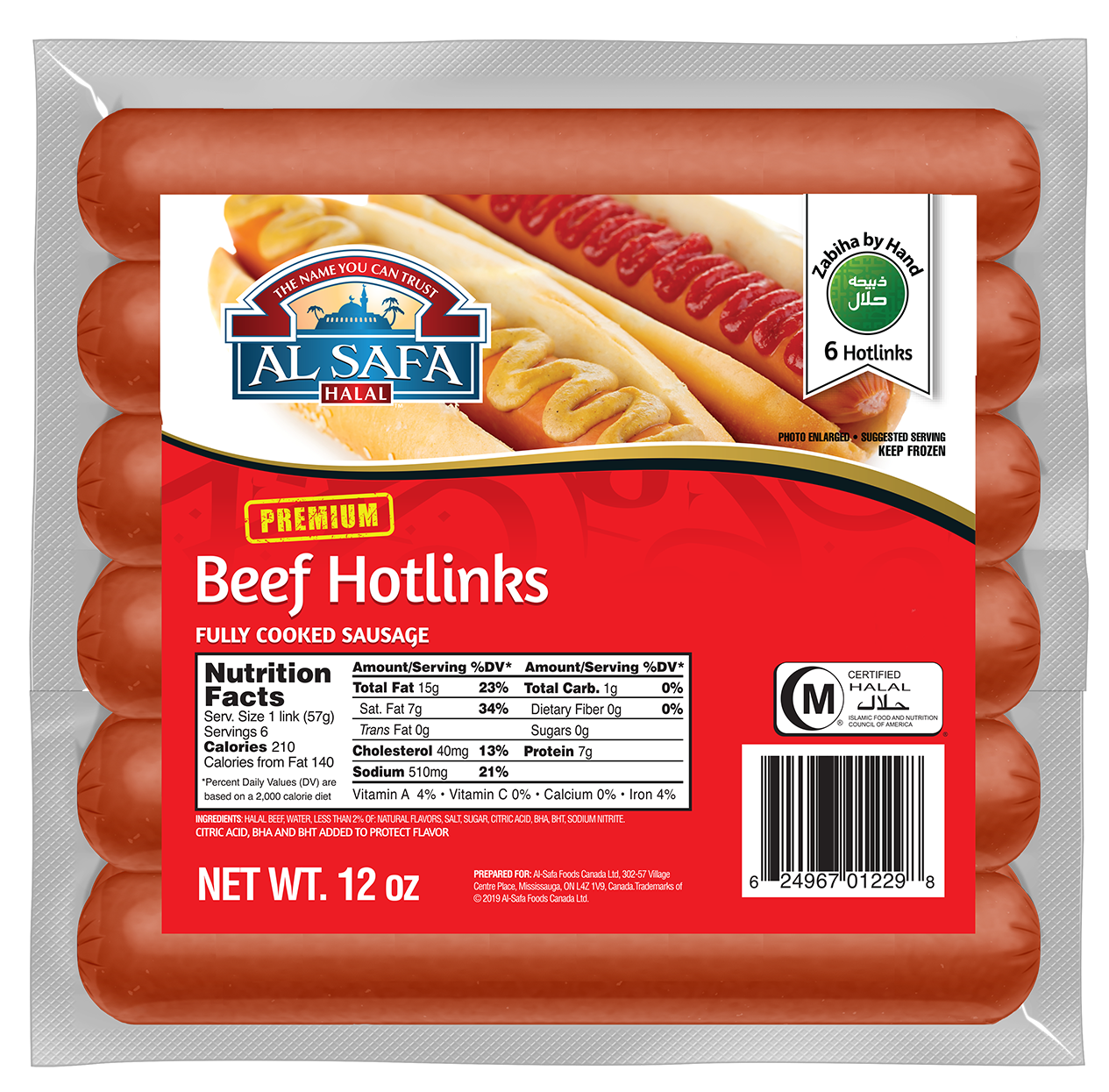 Al Safa Halal Beef HotLinks 12oz