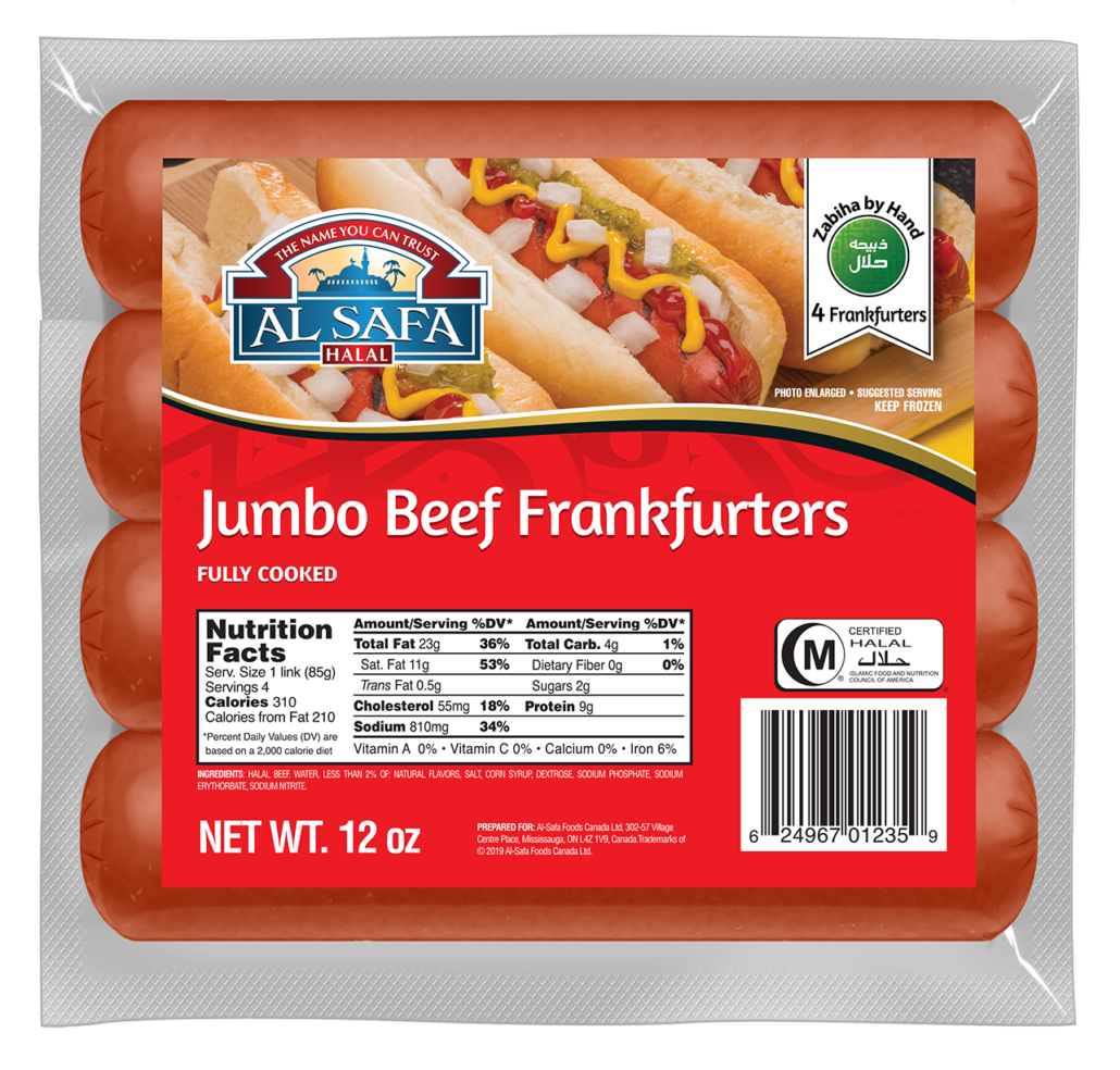 Al Safa Halal Jumbo Beef Frankfurters 12oz