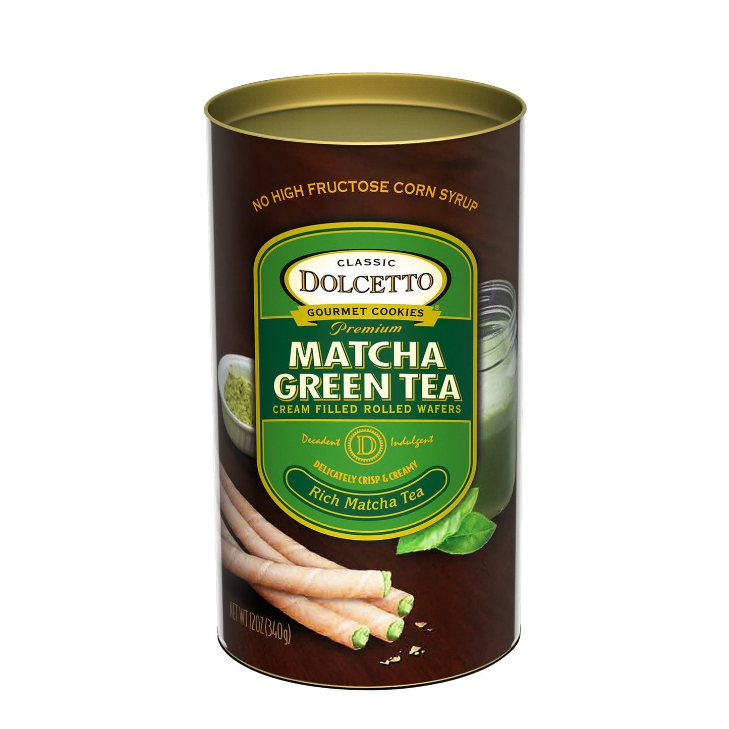 Wholesale Dolcetto Matcha Green Tea Wafer Rolls Tin 12 oz Bag- Bulk