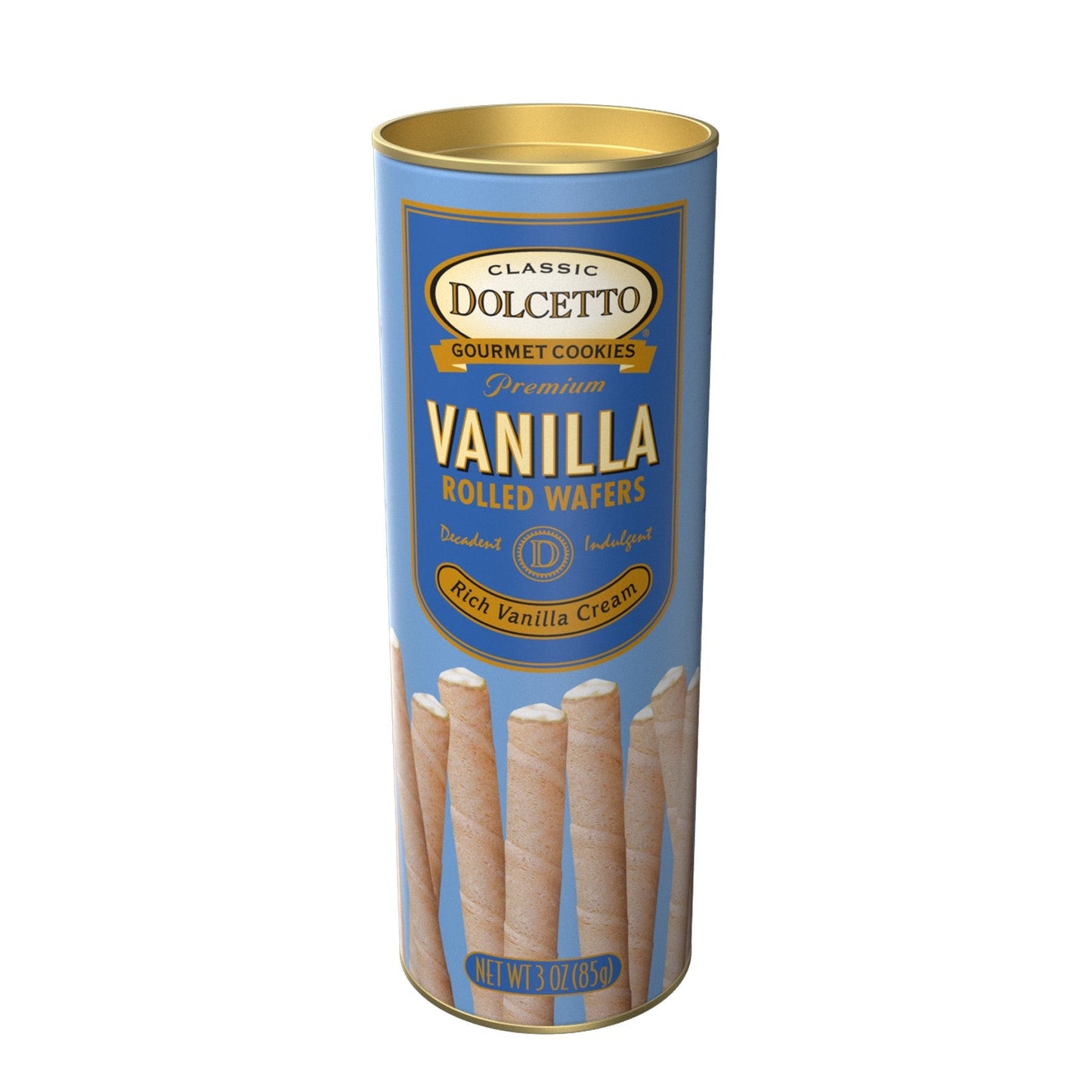 Dolcetto Vanilla Wafer Rolls Tin 3 oz Bag