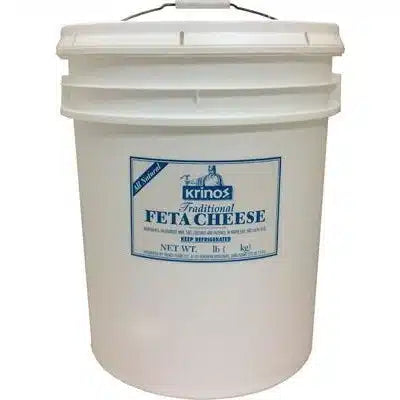 Wholesale Krinos Greek Feta Cheese Pail, 10 lb - Authentic Dairy Product for Salads & Cooking- Bulk
