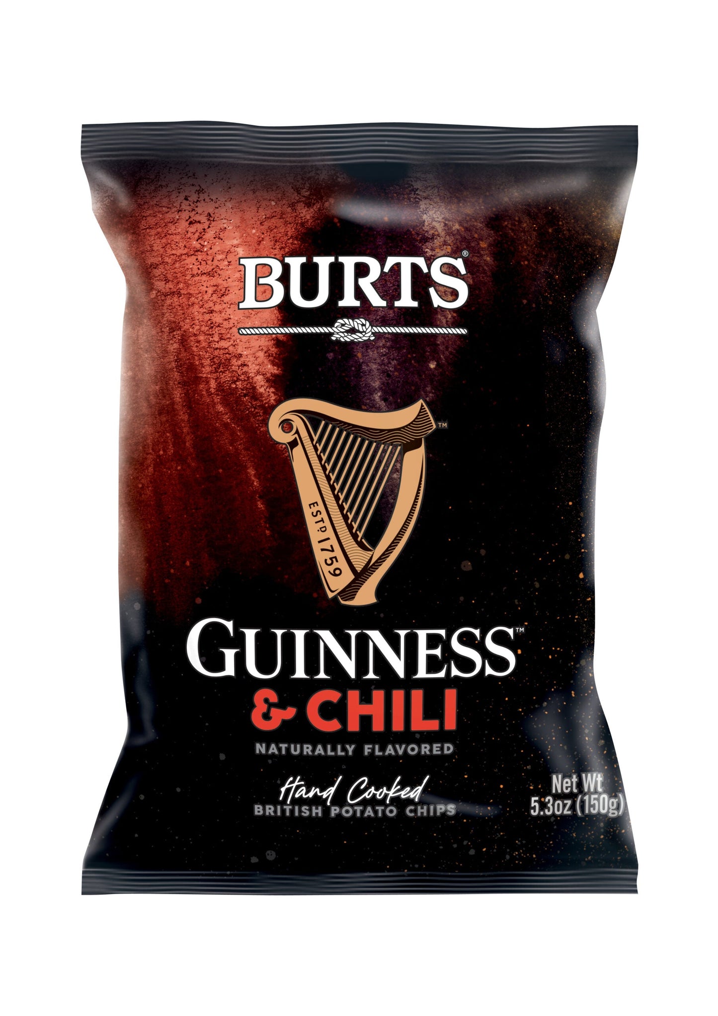 Wholesale Burts Guinness Rich Chili Potato Chips Large 5.30oz (150g)- Bulk