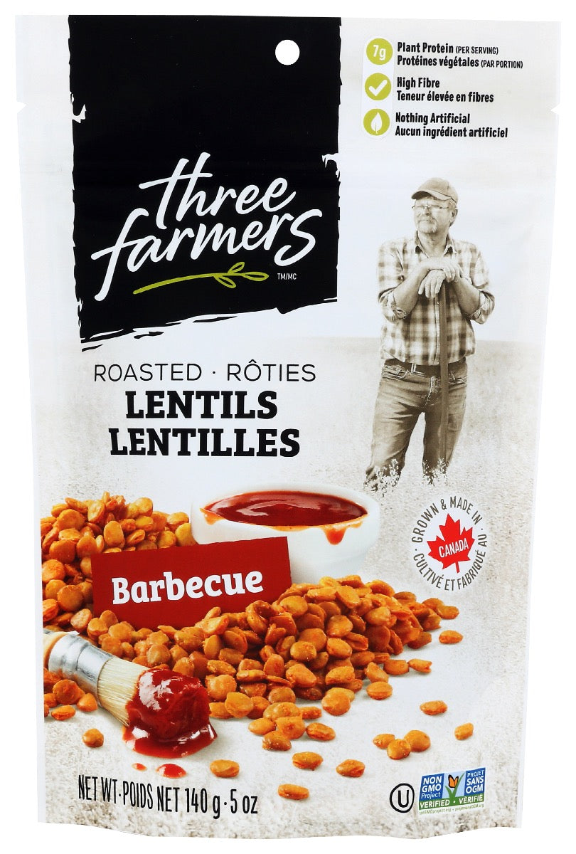 Three Farmers Roasted Lentils Barbecue 5 Oz
