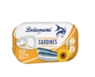 Wholesale Delamaris Sardines in Sunflower Oil 3.17oz (90g)- Bulk