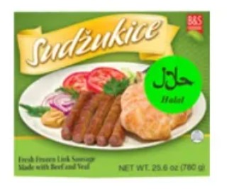 B&S Sudzukice Frozen Sausage Halal 1.6 LB Boxes