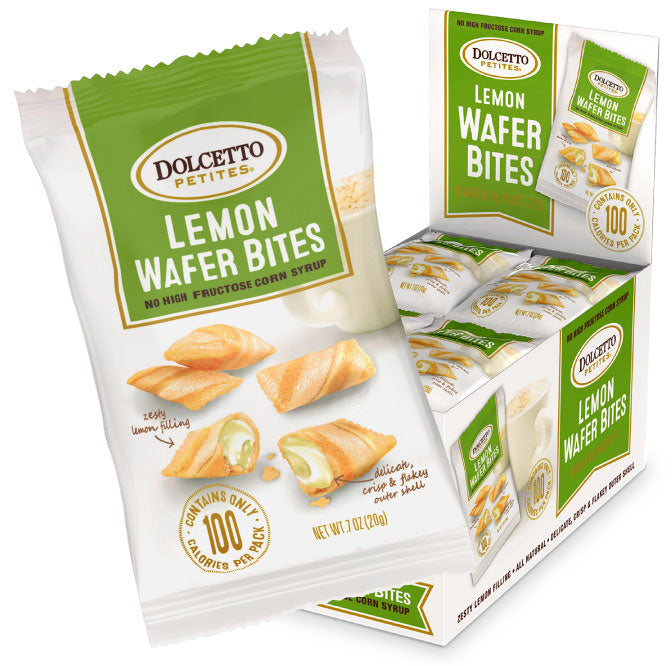 Wholesale Dolcetto Lemon Wafer Bites POP Display 0.7 oz Bag- Bulk