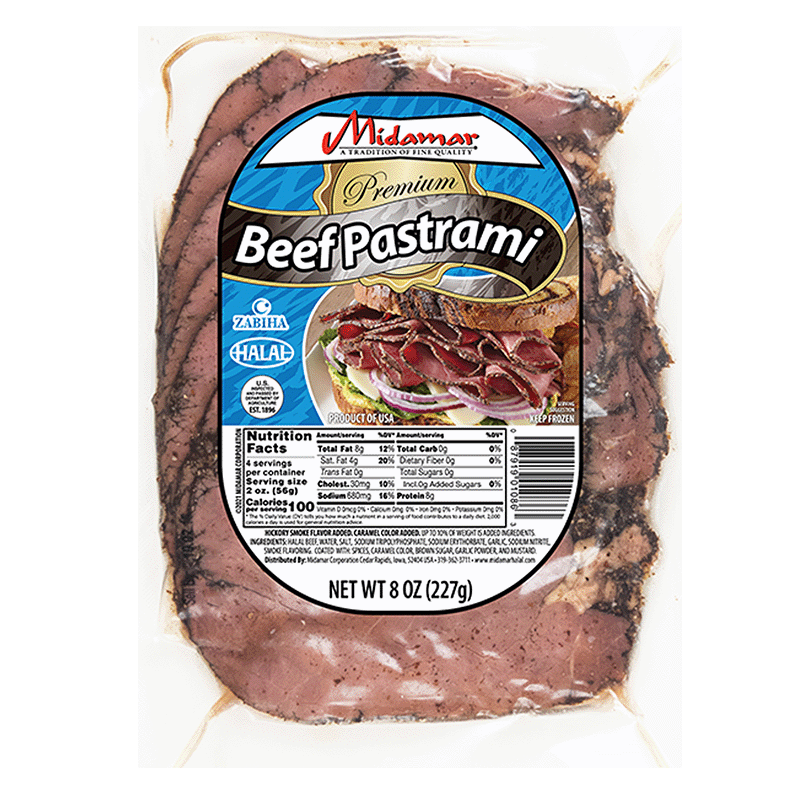 Wholesale Midamar Beef Pastrami Sliced 8oz- Bulk