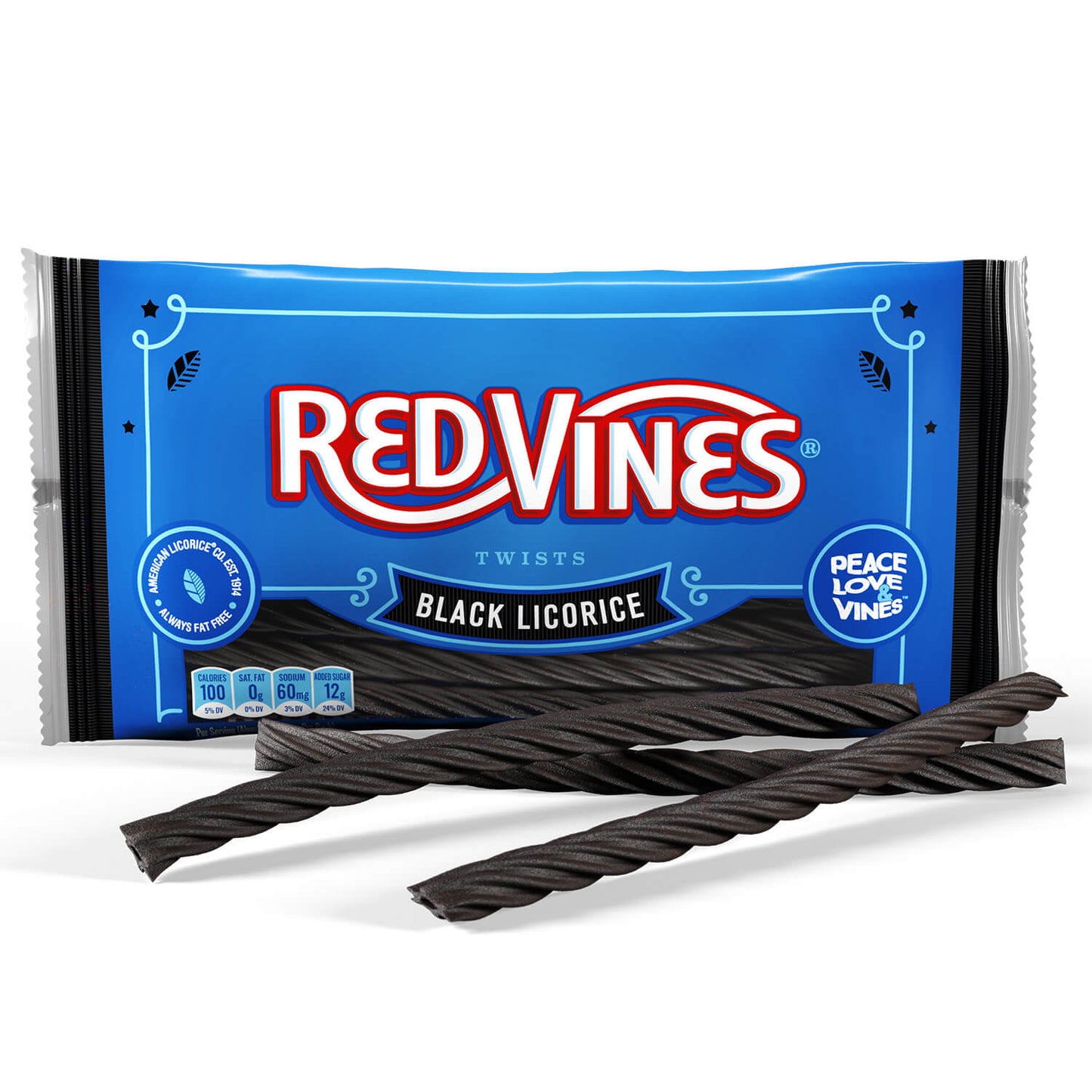 Wholesale Red Vines Chewy Black Licorice Twists, Laydown Bag 14 Oz- Bulk