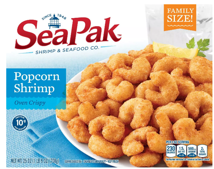 Wholesale Sea Pak Popcorn Shrimp with Oven Crispy Breading Frozen 25oz 12ct- Bulk