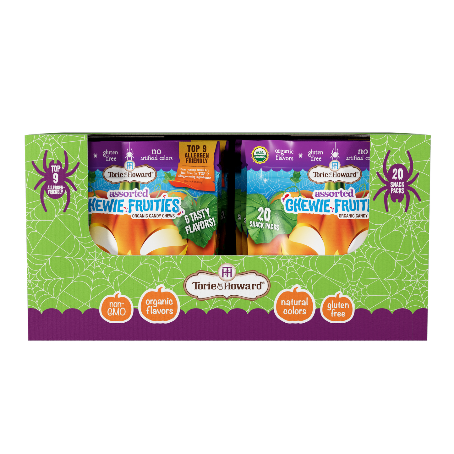 Wholesale Torie & Howard Assorted Halloween Organic Chewie Fruities 8.46oz Bags- Bulk
