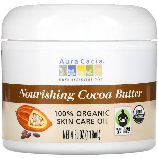 Aura Cacia Nourishing Cocoa Butter Solid Oil 4 oz Jar