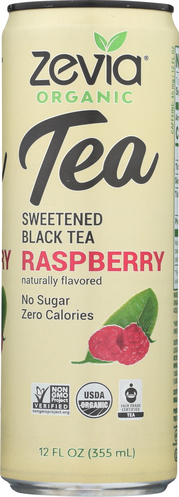 Zevia Tea Sweetened Black Tea Raspberry 12 Fl Oz Can