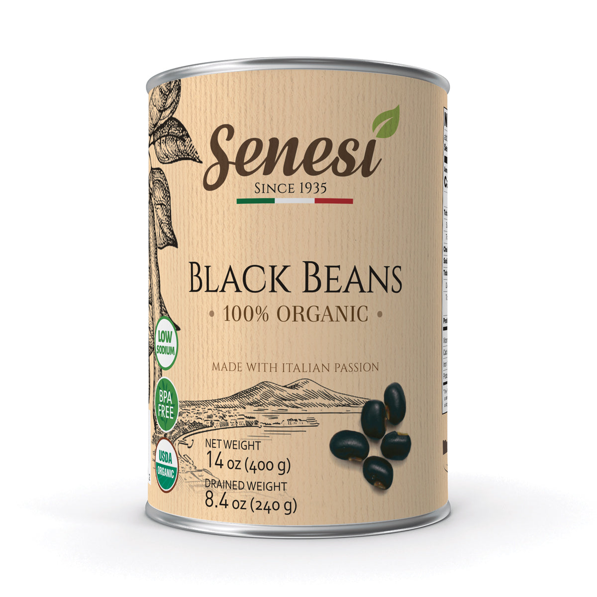 Senesi Organic Canned Black Beans 14.1 OZ