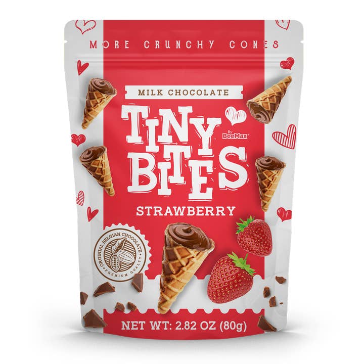Wholesale BeeMax Tiny Bites Milk Chocolate Waffle Cones with Strawberry - 2.82 oz- Bulk