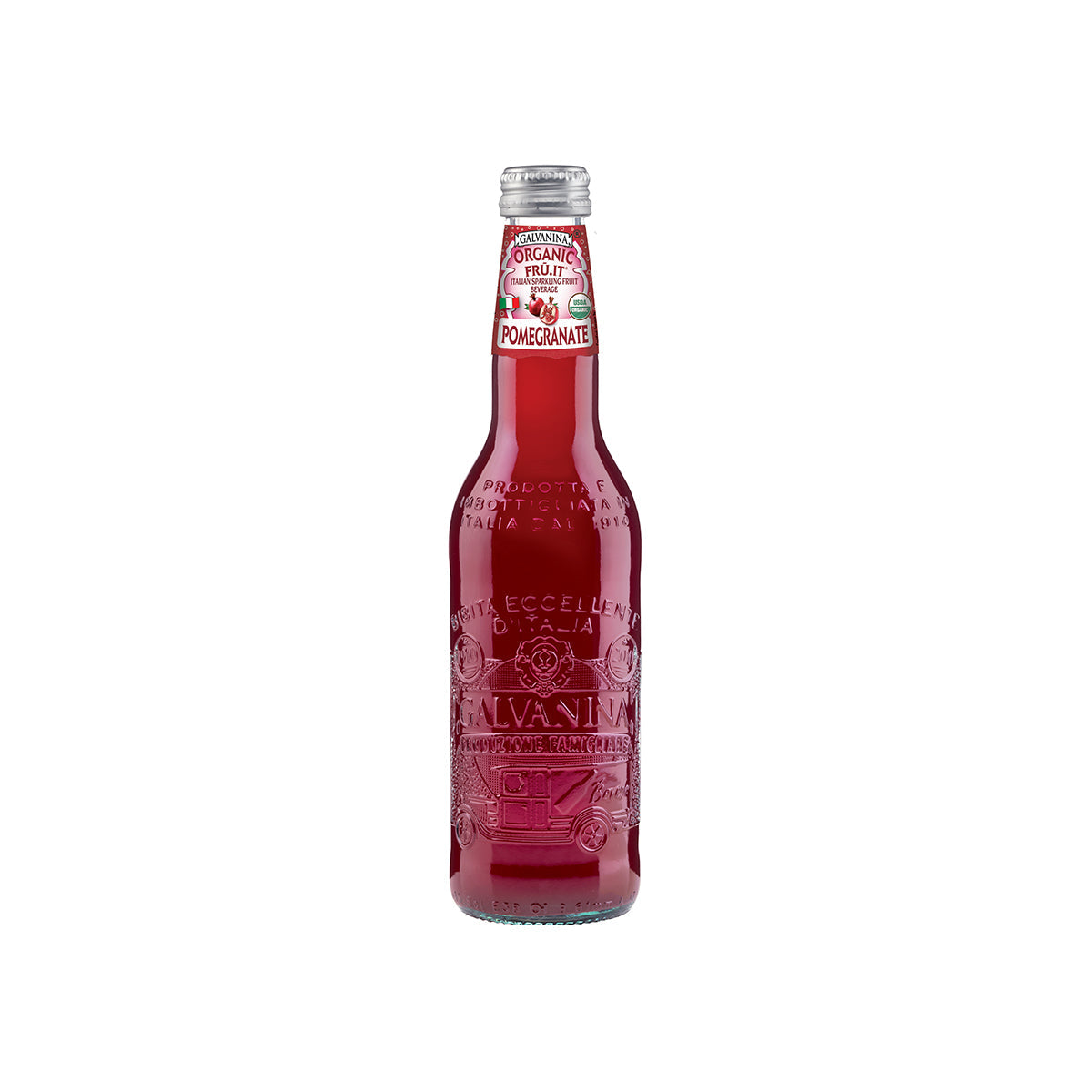 Galvanina Organic Pomegranate Sparkling Soda 12 Oz Bottle