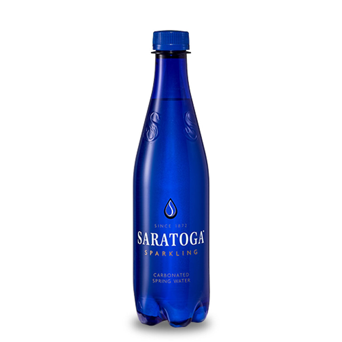 Saratoga Sparkling Water In Blue Plastic 16 Oz Bottle