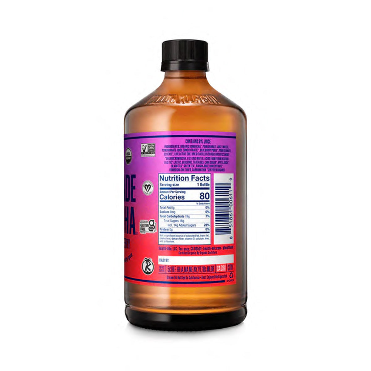 Wholesale Health-Ade Organic Pomegranate Kombucha 16 OZ- Bulk