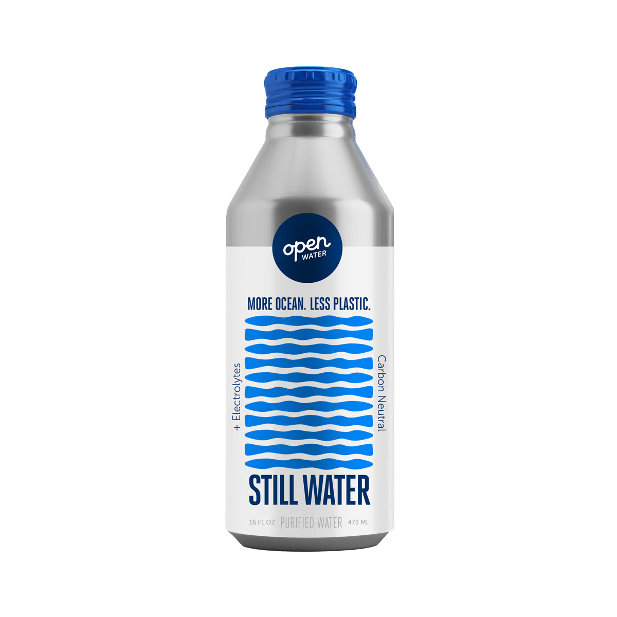 Wholesale Open Water Aluminum Bottle Still Water with Electrolytes 16 OZ-24ct Case Bulk