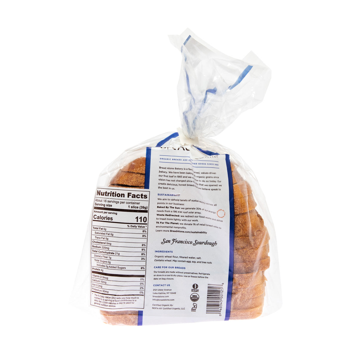 Bread Alone Organic Sliced Torpedo Sourdough 22 Oz Bag