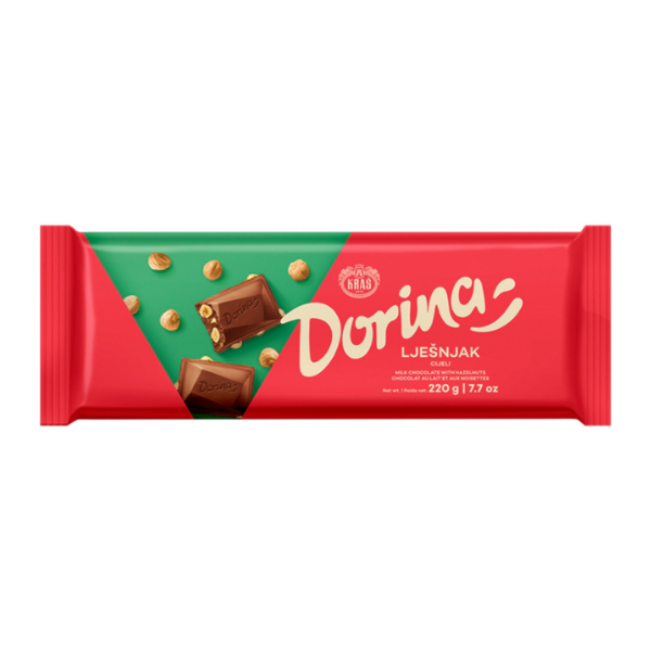Wholesale Kras Dorina Whole Hazelnut Chocolate 220g- Bulk