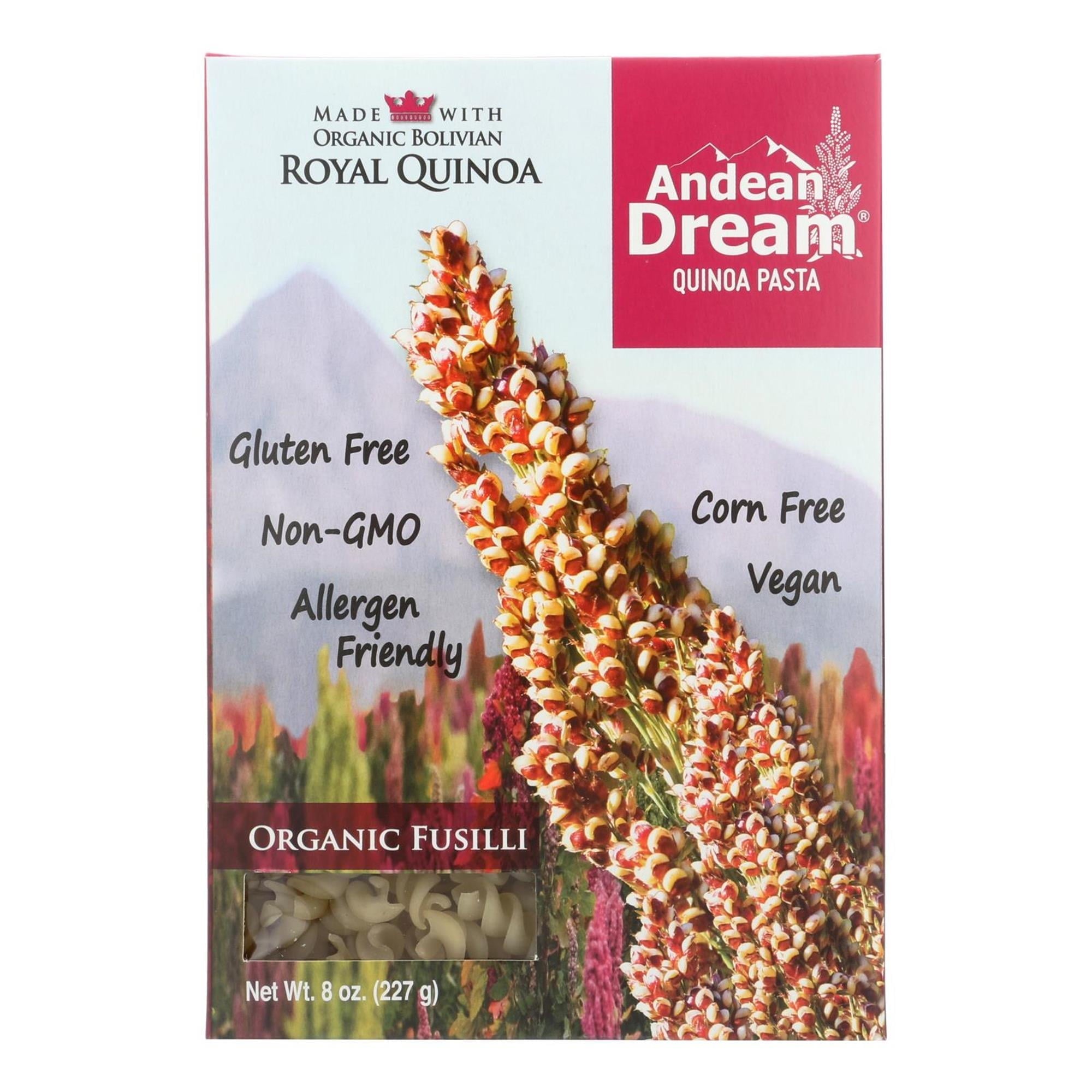Andean Dream Organic Fusilli Quinoa Pasta Gluten 8 oz Box