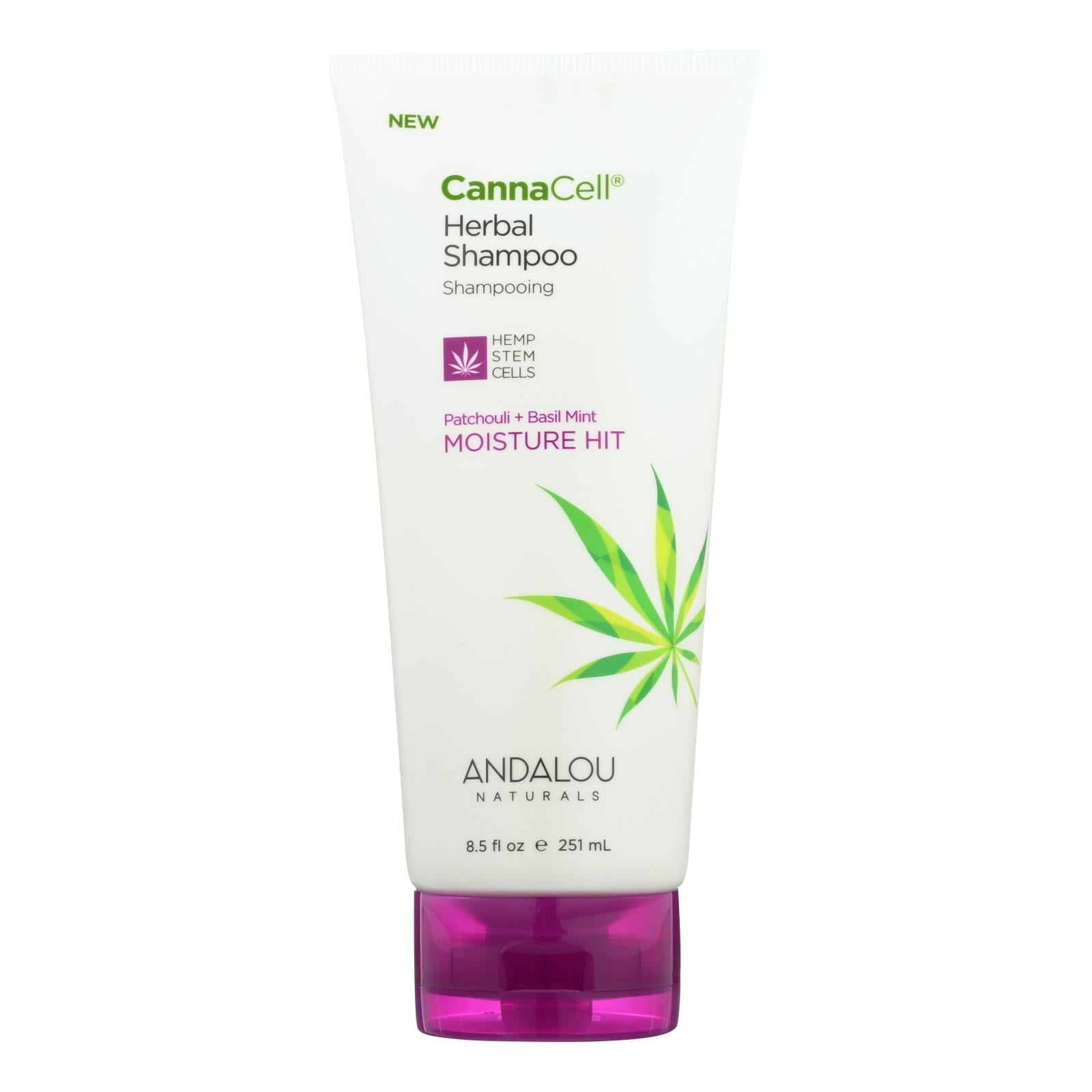 CannaCell Herbal Shampoo with Hemp Stem Cells Patchouli + Basil Mint Moisture Hit 8.5 oz Bottle