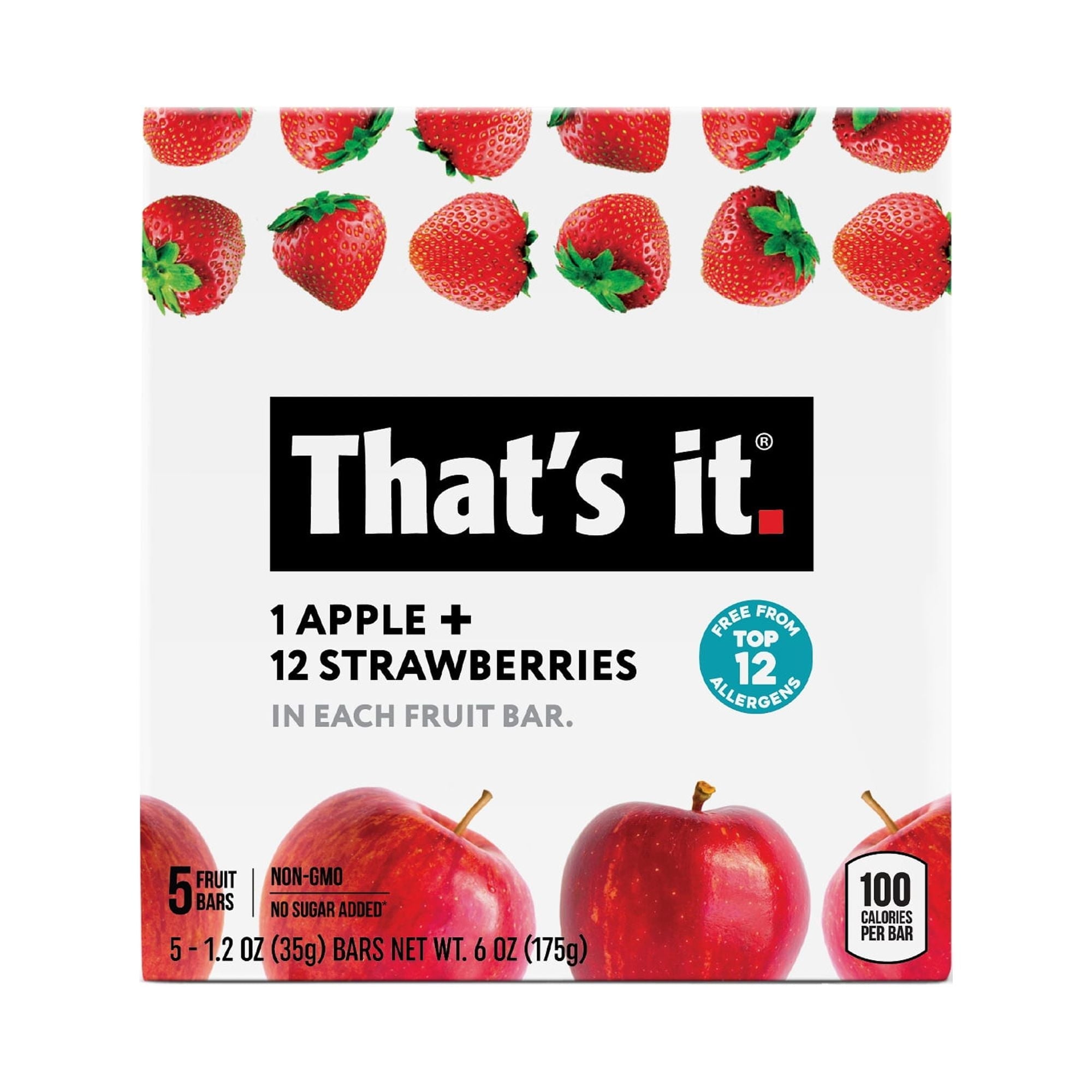Thats It Apple & Strawberry Fruit Bars 6 Oz Box