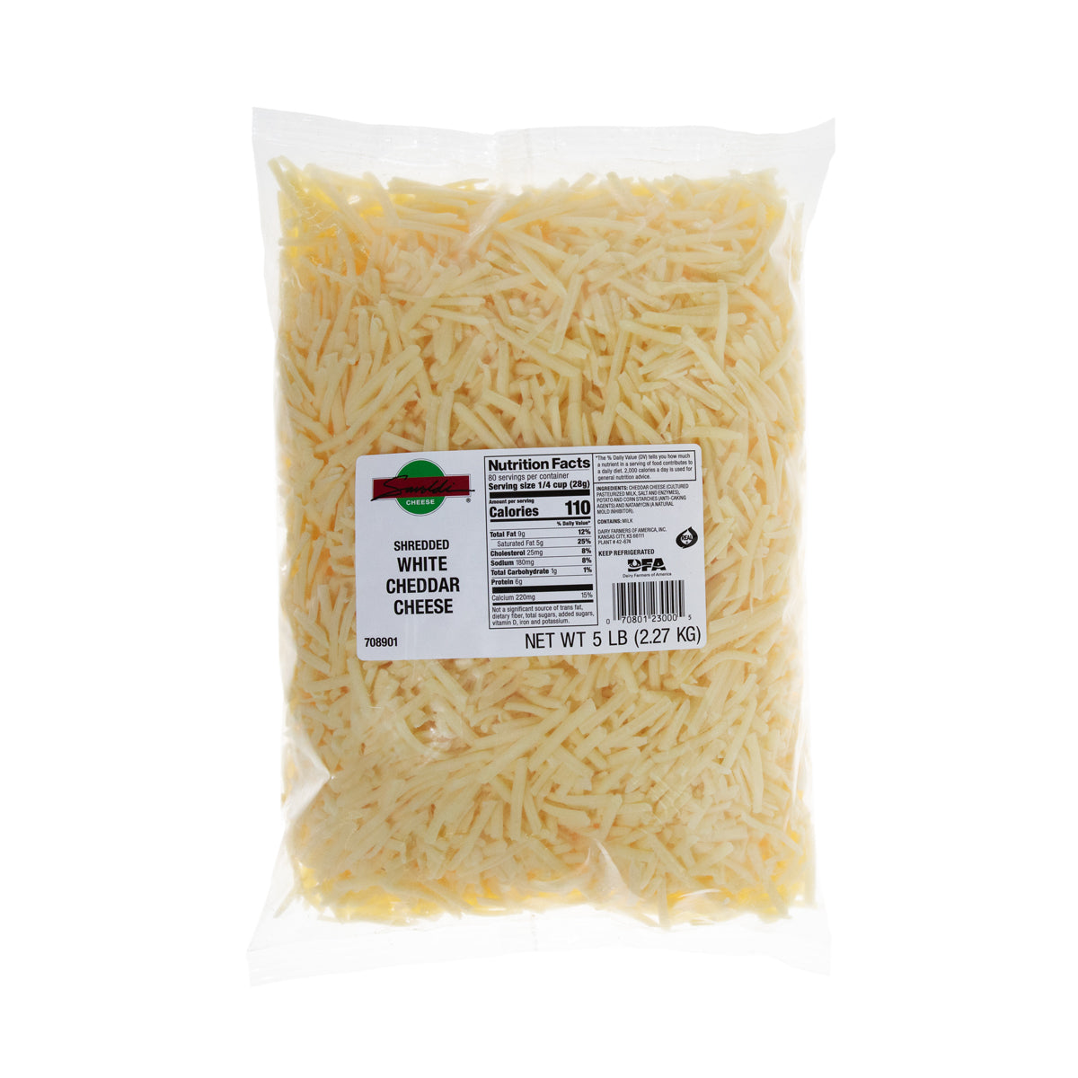 Wholesale BoxNCase Shredded White Cheddar Cheese- Bulk