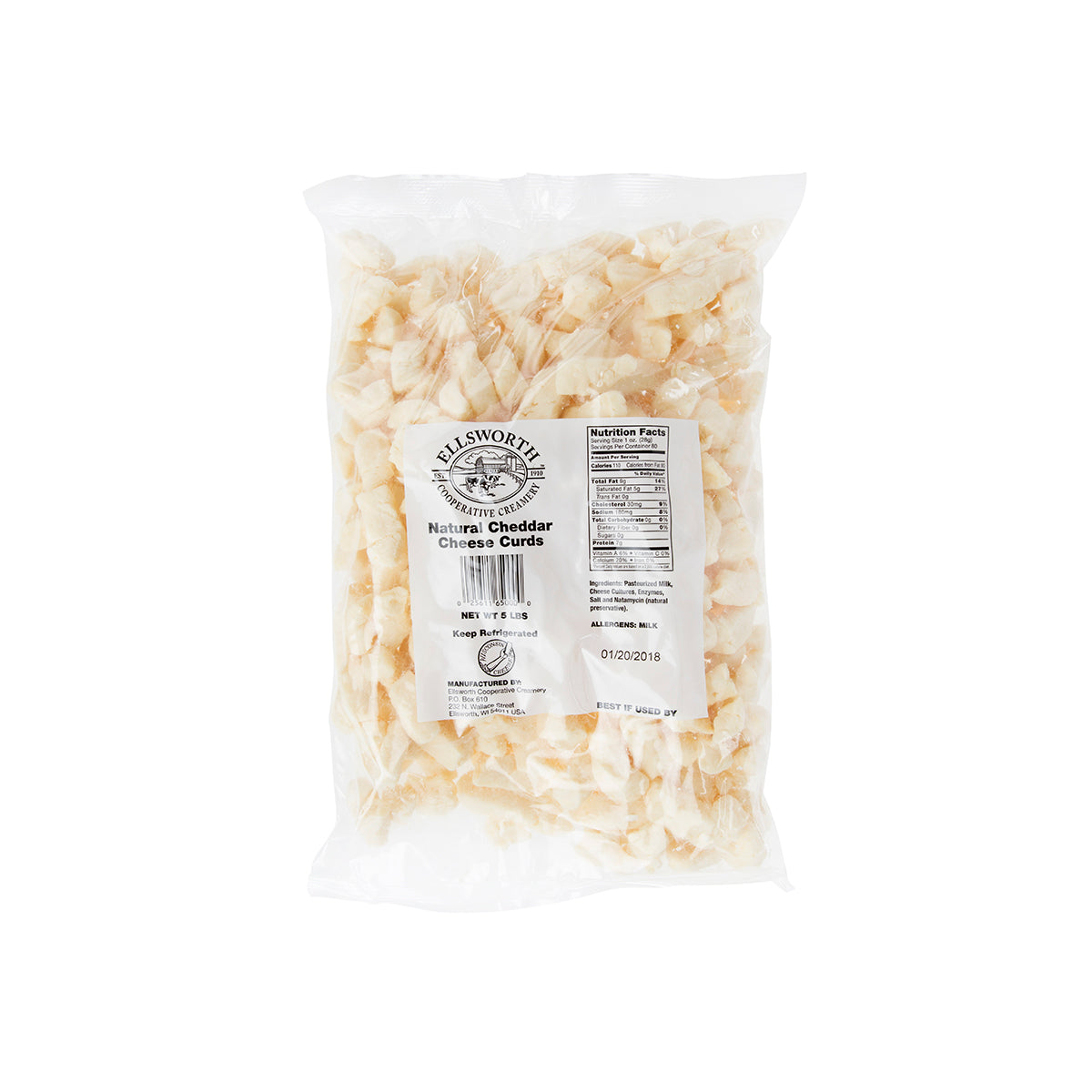Wholesale Ellsworth Creamery Cheddar Cheese Curds 5 Lb- Bulk