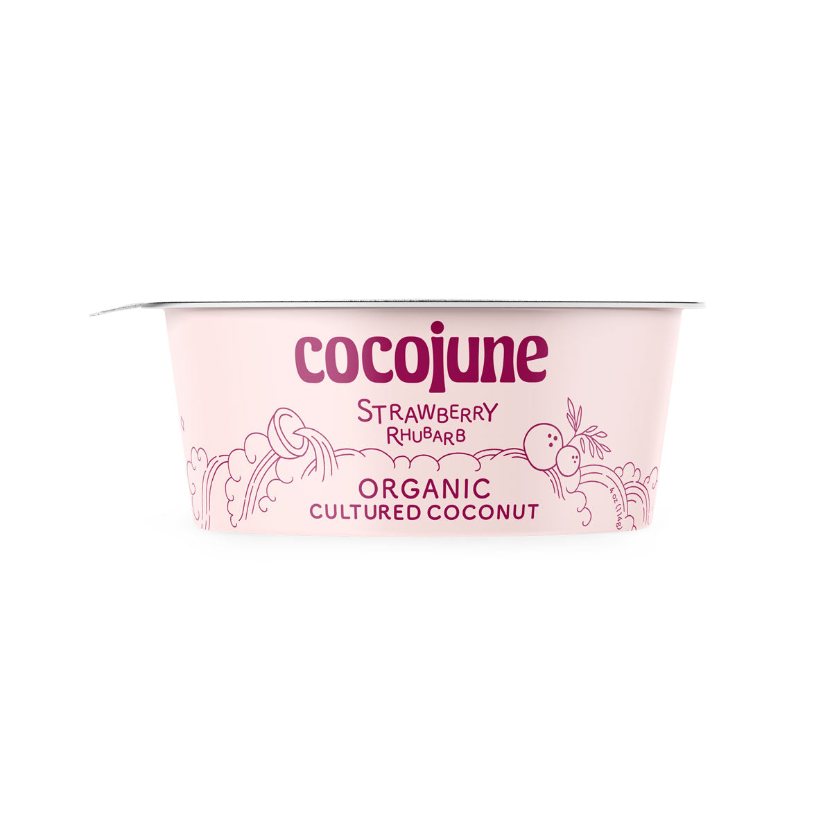 Cocojune Organic Vegan Strawberry Rhubarb Coconut Yogurt 4 OZ