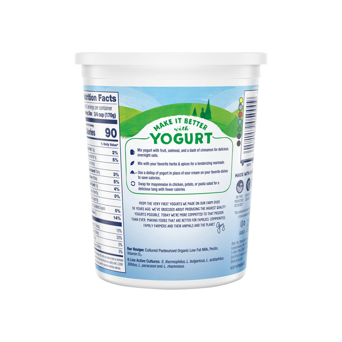 Stonyfield Organic Low Fat Plain Yogurt 32 OZ