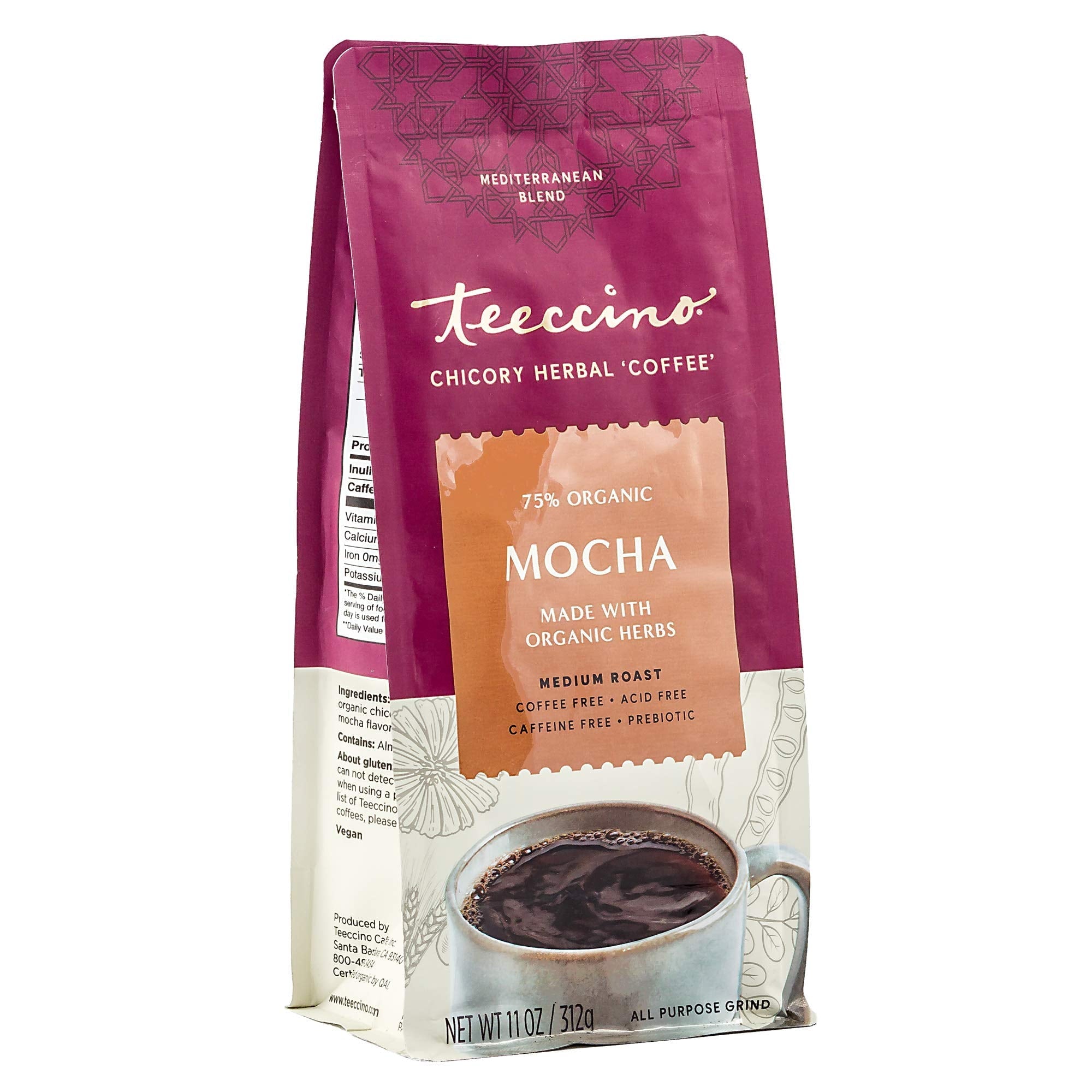Teeccino Herbal Coffee Mediterranean Mocha 11 Oz