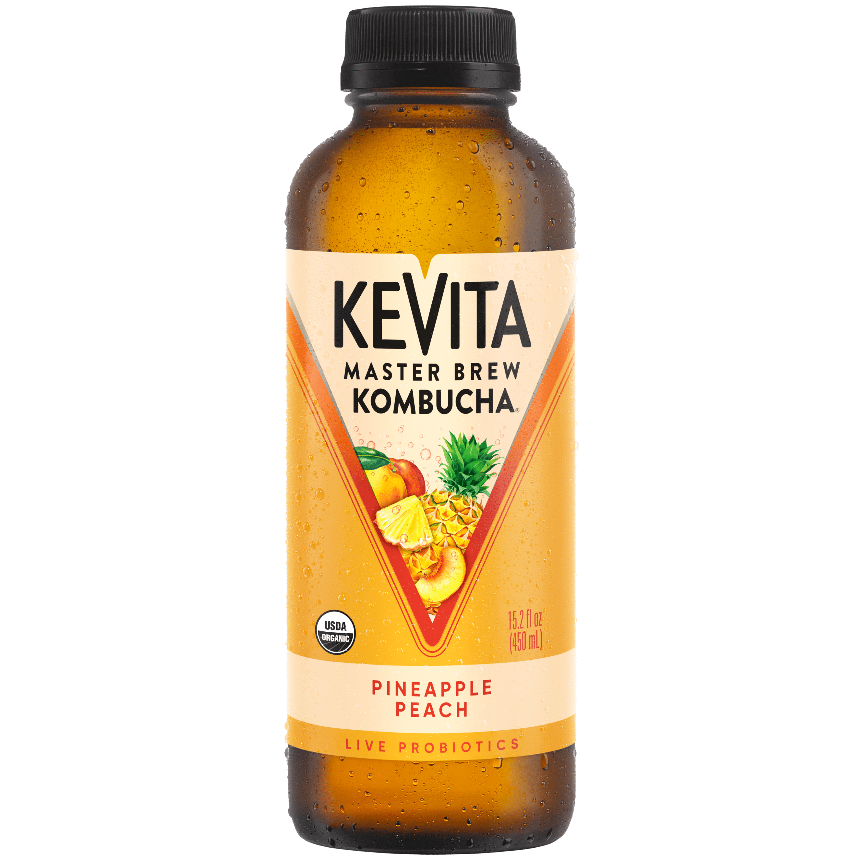 Kevita Organic Master Brew Pineapple Peach Kombucha 15.2 Fl oz