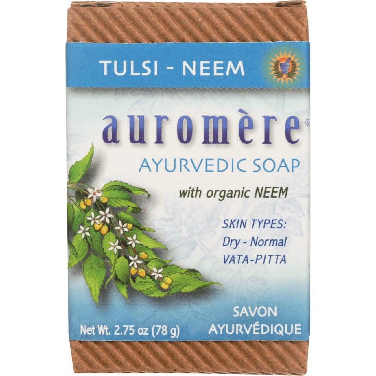Auromere Ayurvedic Soap Tulsi Neem 2.75 oz  Bar