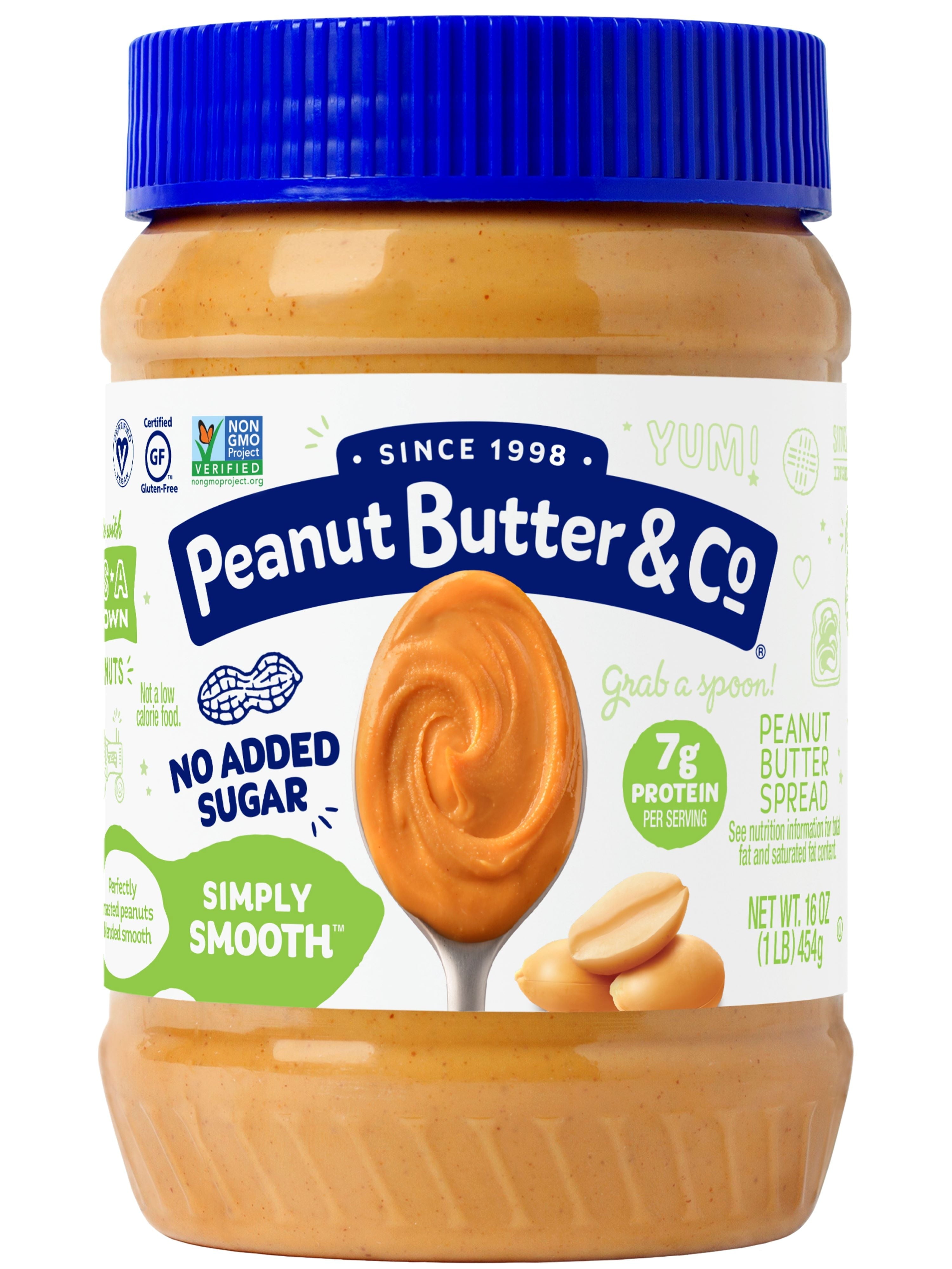 Peanut Butter & Co. Simply Smooth Gluten Free Peanut Butter Spread, Vegan 16 oz Jar