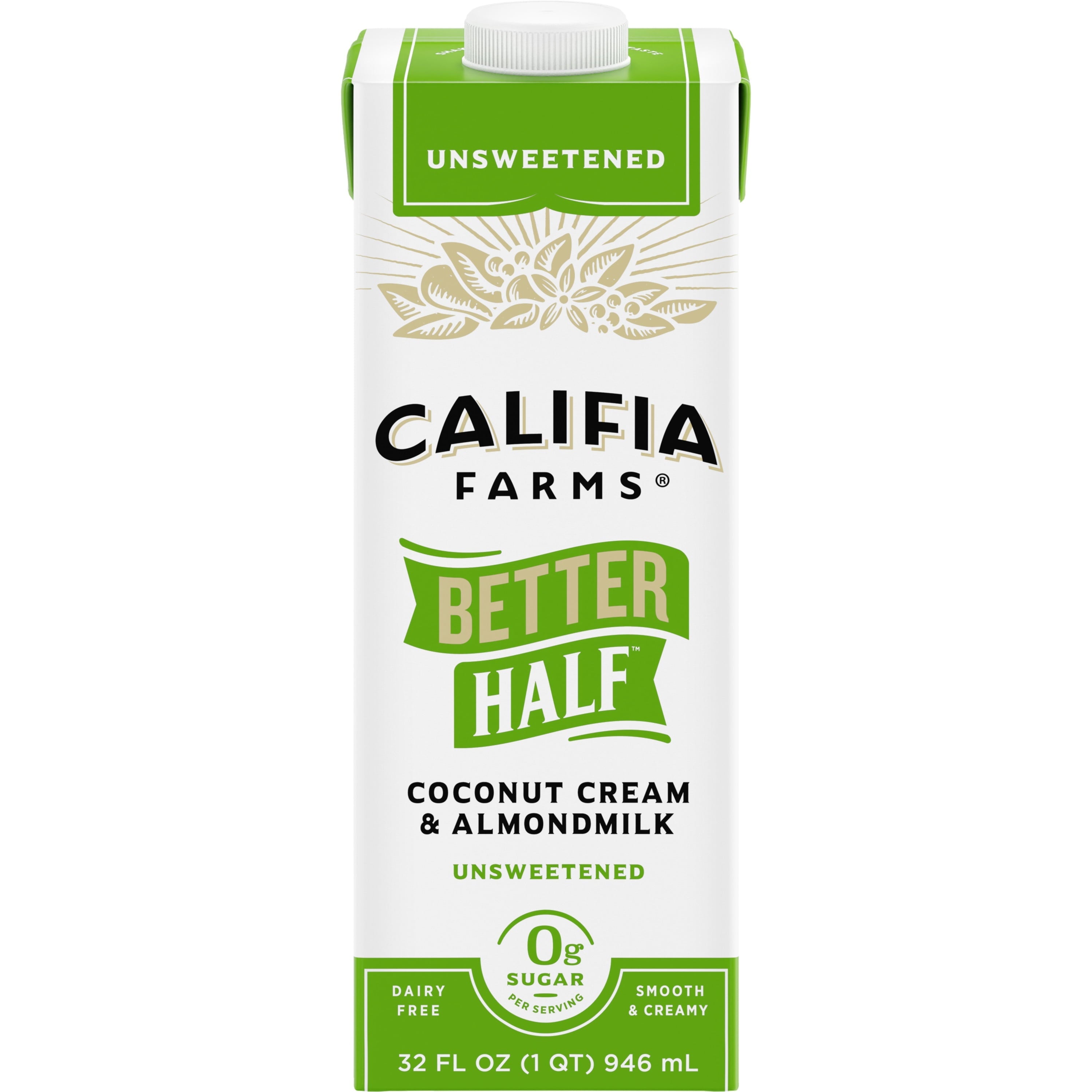 Califia Unsweetened Better Half Coconut Cream & AlmondMilk 32 Fl Oz Carton