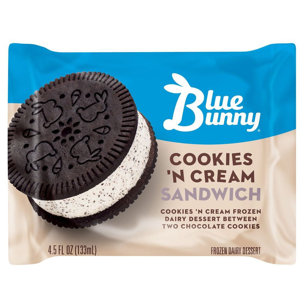Blue Bunny Cookies N Cream Ice Cream Sandwich Bar 4.5 Fl Oz