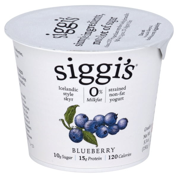 Siggi's Icelandic Style Skyr Strained Non Fat Blueberry Yogurt 5.3 Oz Cup