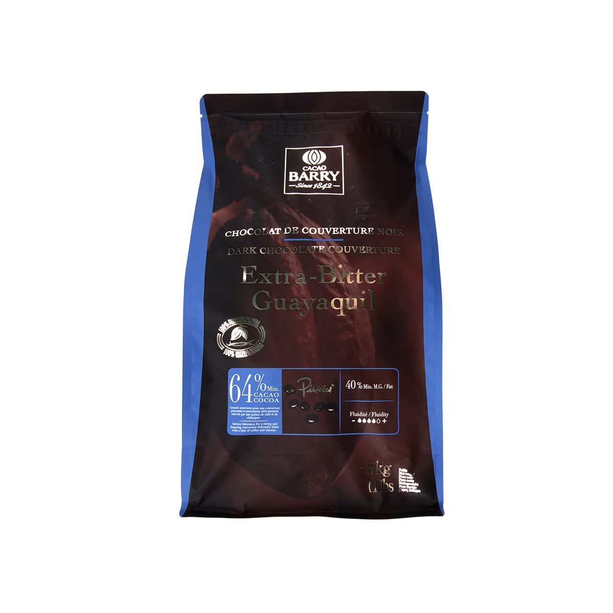 Wholesale Cacao Barry Guayaquil Extra Bitter 64% Pistole 5 Kg Bag- Bulk