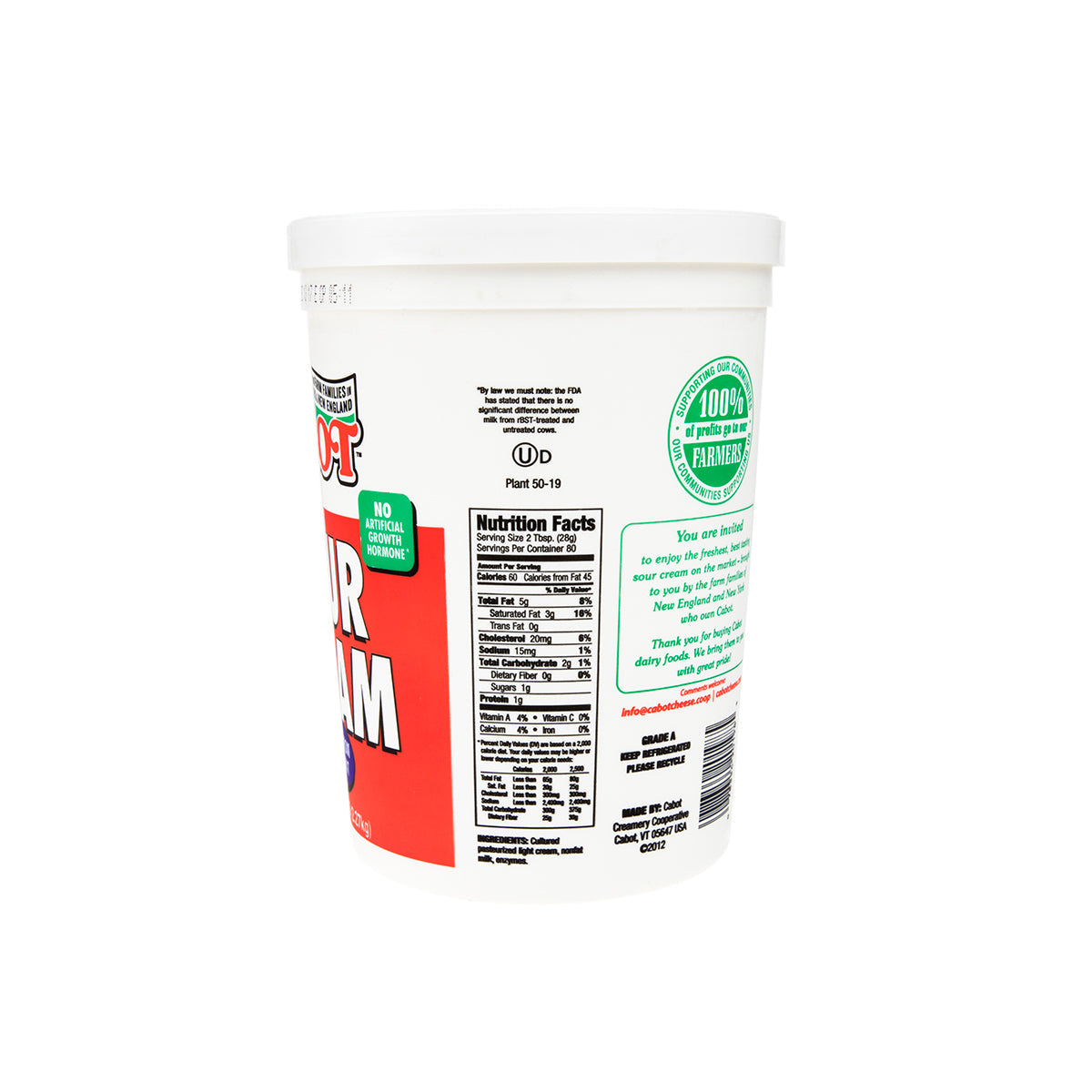 Wholesale Cabot Creamery Sour Cream- Bulk