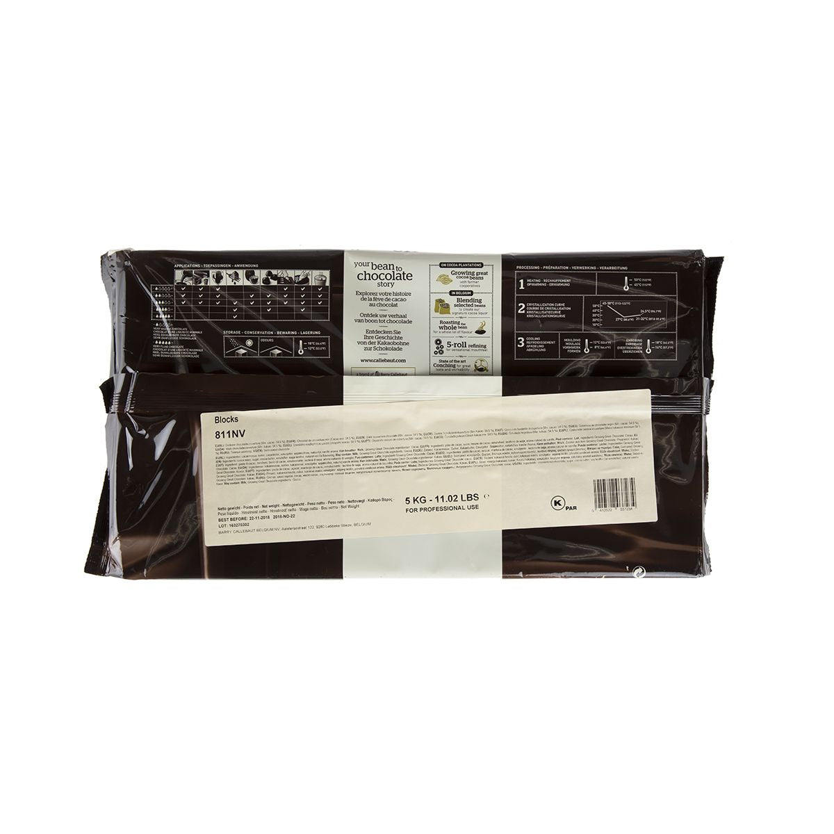 Wholesale Barry Callebaut 53.8% Dark Chocolate 11 lb Block- Bulk