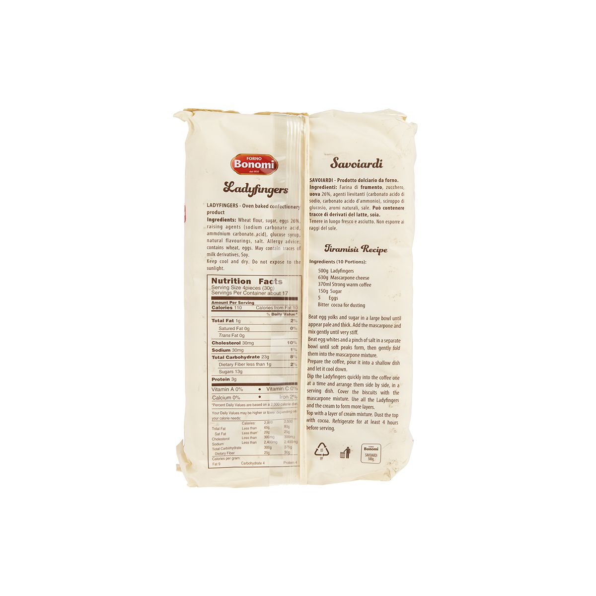 Wholesale BoxNCase Savoiardi (Ladyfingers) 500 g Bag- Bulk