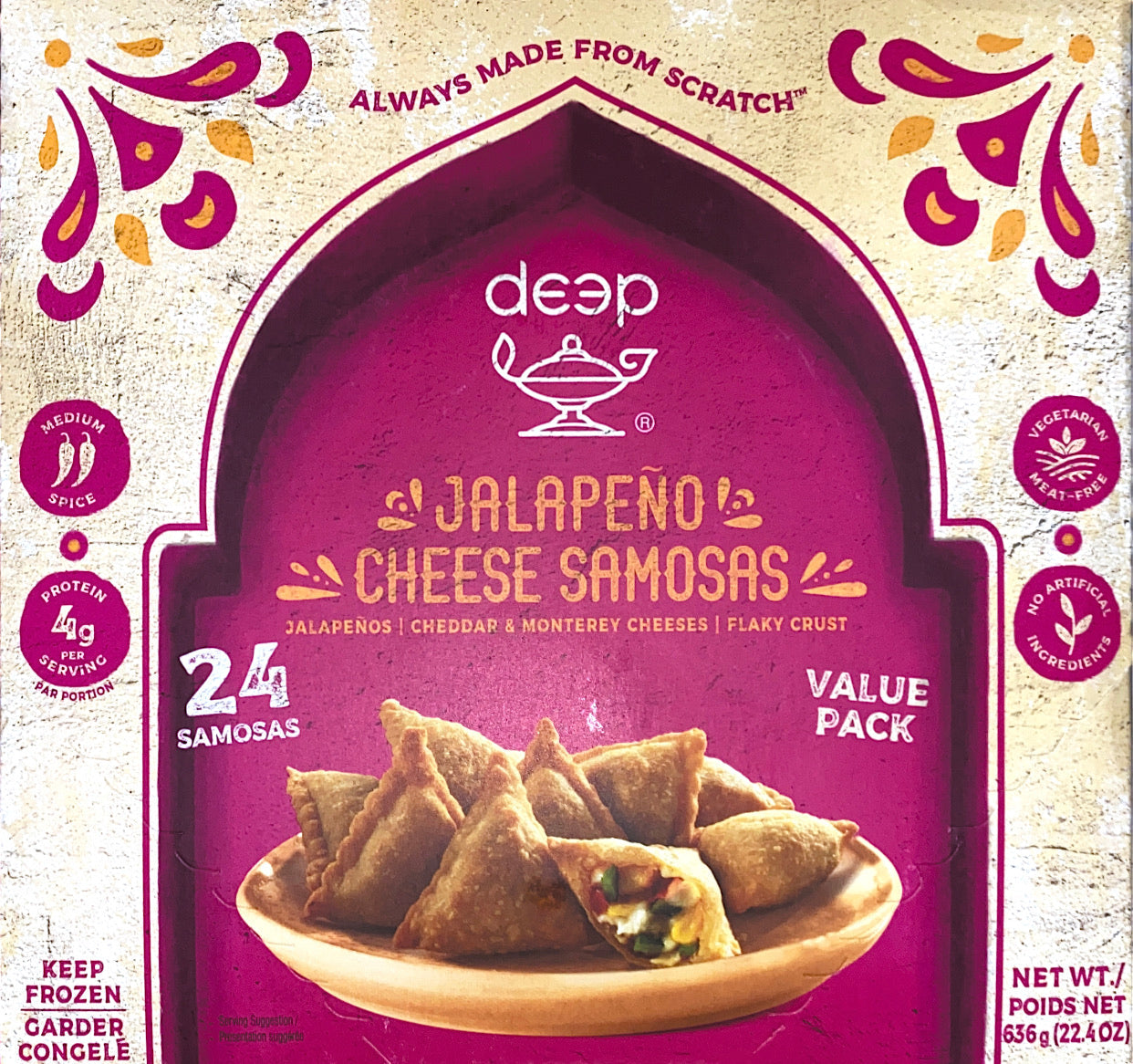 Wholesale Deep Jalepeno Cheese Party Samosa 22.4 oz- Bulk