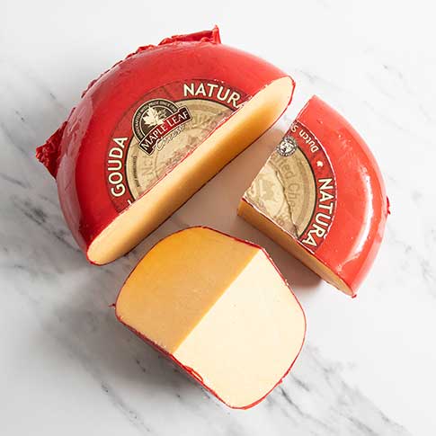 Wholesale Maple Leaf Red Wax Gouda Cheese 12 lb- Bulk