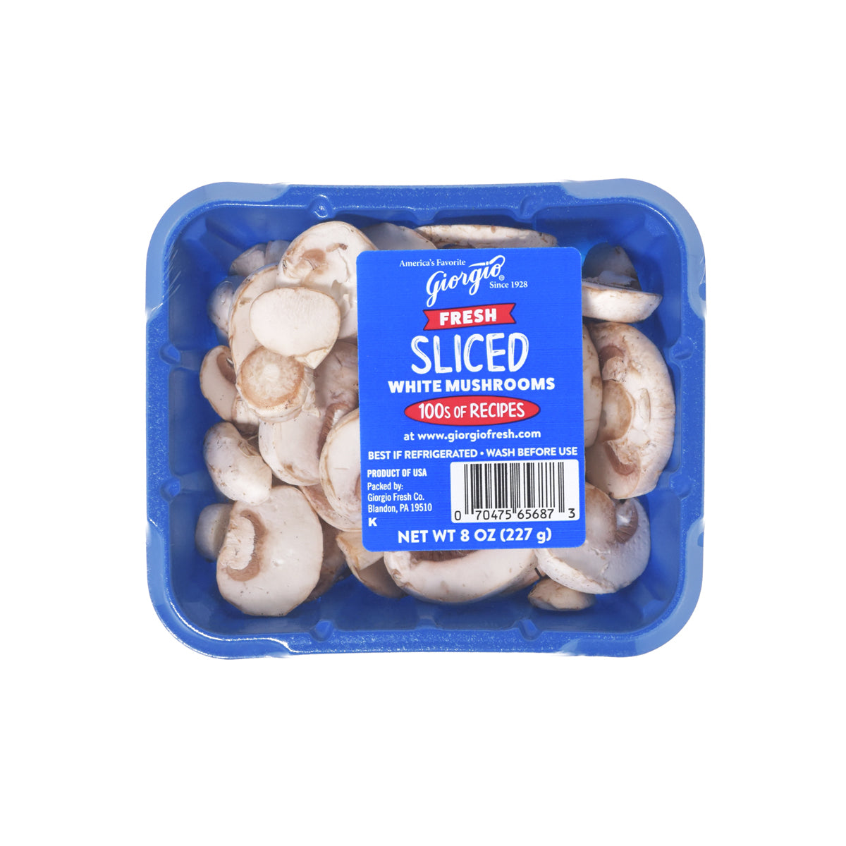BoxNCase Sliced White Mushrooms 8 Oz Tray