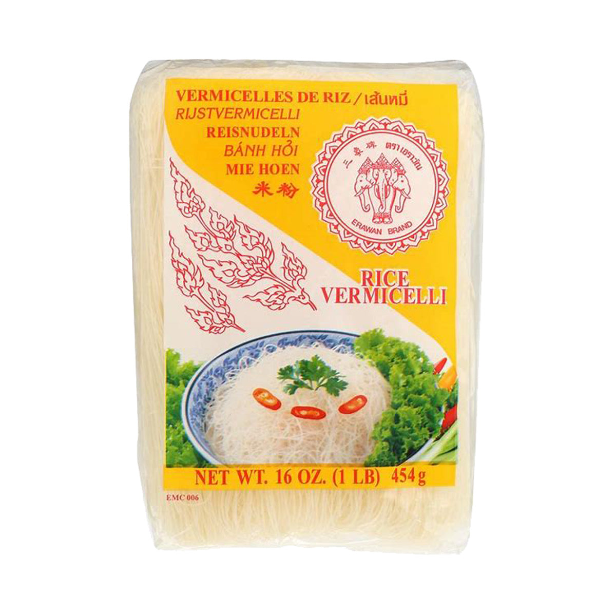 Wholesale Asian Market Three Elephant Vermicelli Rice Noodles 1 lb Bag- Bulk