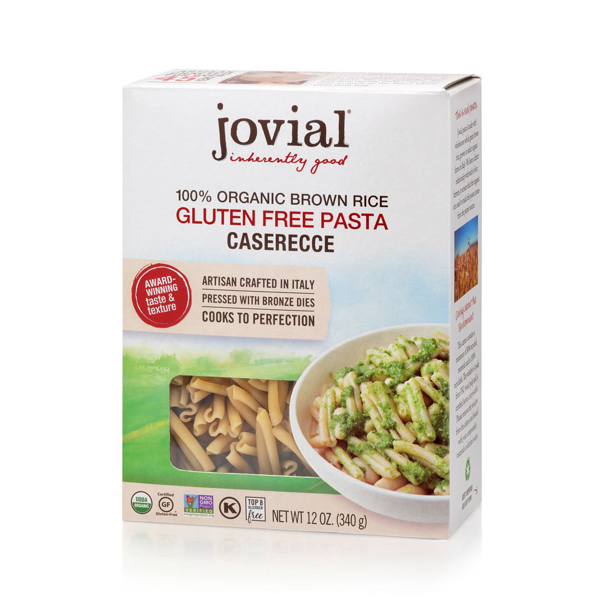 Jovial Organic Gluten Free Brown Rice Caserecce Pasta 12 OZ