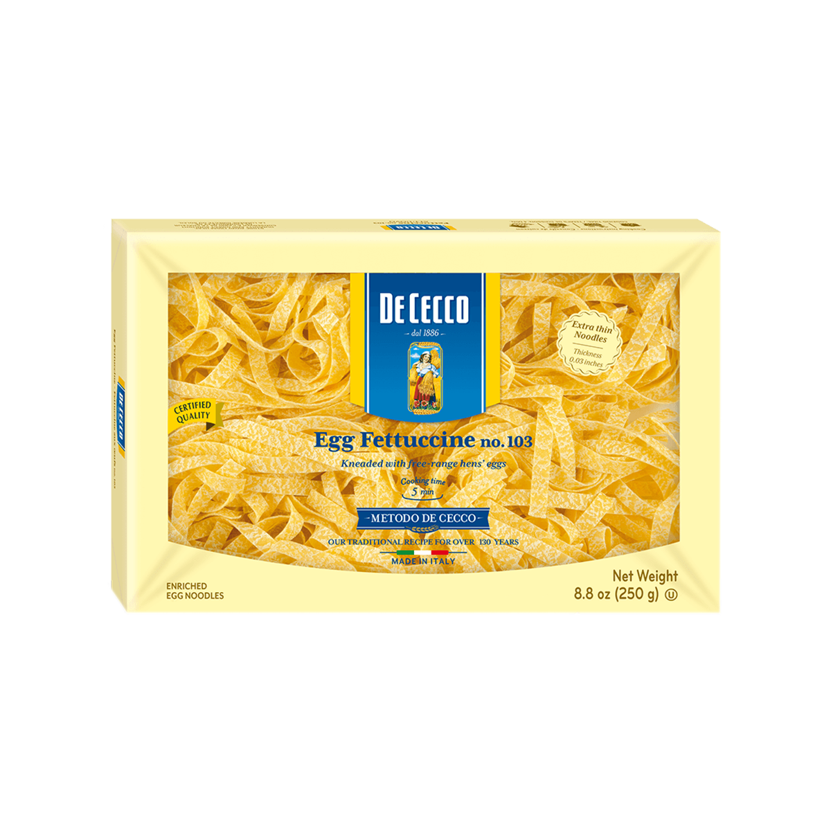 Wholesale De Cecco Egg Fettuccine Pasta 8.8 OZ- Bulk