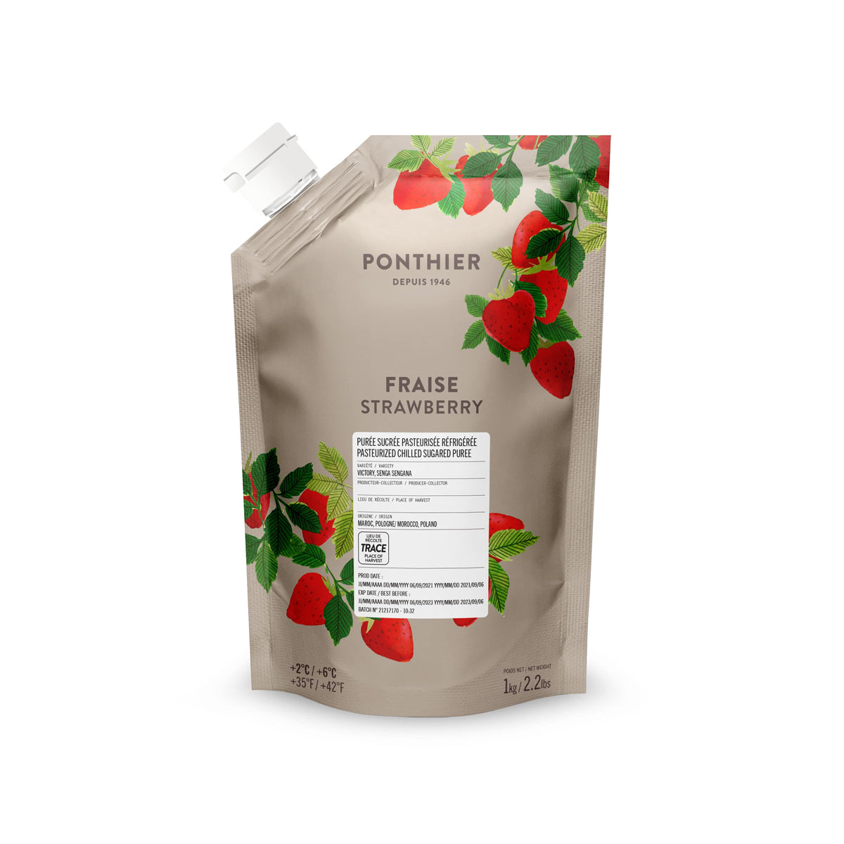 Ponthier Chilled Strawberry Puree 1 KG