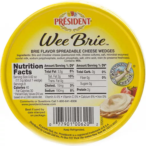 Wholesale Président Cheese Wee Brie Wedges Cheese 4.94 Oz Bulk